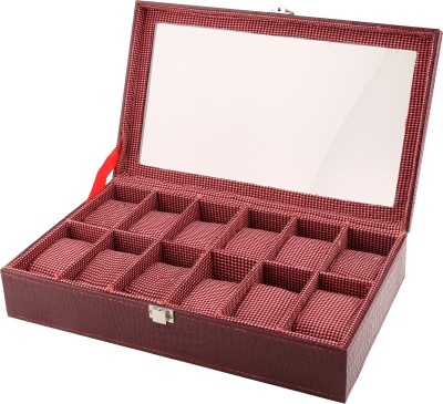 Anything & Everything Red Wine Crocodile Look Transparent 12 Watch Box(Multicolor, Holds 12 Watches)   Watches  (Anything & Everything)