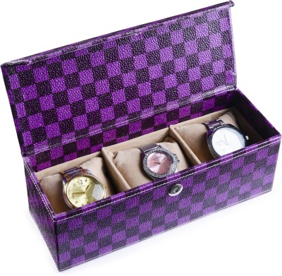 Eco-Leatherette Handcrafted Watch Box(Multicolor, Holds 3 Watches)   Watches  (Eco-Leatherette)