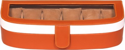 Leather World Trendy Watch Box(Tan, White, Holds 6 Watches)   Watches  (Leather World)