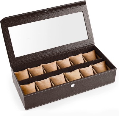 Eco-Leatherette Deco Watch Box(Chocolate, Holds 12 Watches)   Watches  (Eco-Leatherette)