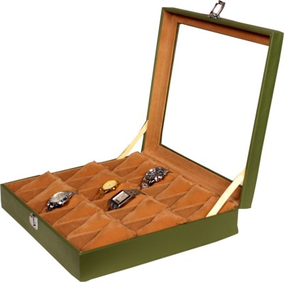Leather World Trendy Watch Box(Green, Holds 18 Watches)   Watches  (Leather World)