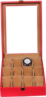 Leather World Trendy Watch Box(Red, Holds 12 Watches)   Watches  (Leather World)