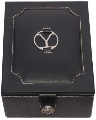 Y Store Ystore Genuine Leather Watch Box- Black Contrast Watch Box(Black, Holds 4 Watches)   Watches  (Y Store)