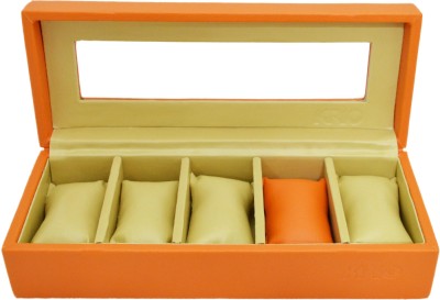 Krio Designs Premium Magnetic Case With A Colored Cushion Watch Box(Orange, Holds 5 Watches)   Watches  (Krio Designs)