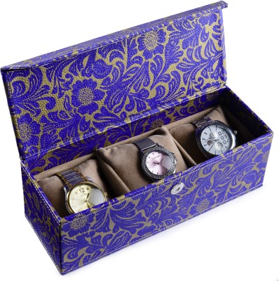 Eco-Leatherette Deco Watch Box(Multicolor, Holds 3 Watches)   Watches  (Eco-Leatherette)