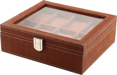 A&E Brown Transparent 08 Tie & Watch Box(Brown, Holds 08 Watches)   Watches  (A&E)