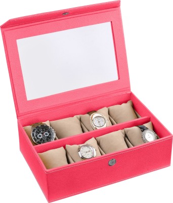 Eco-Leatherette Deco Watch Box(Dark Pink, Holds 8 Watches)   Watches  (Eco-Leatherette)
