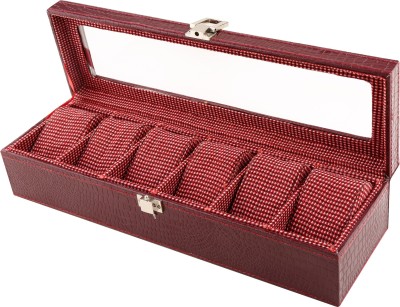 Anything & Everything Crocodile Look Transparent Red Wine 06 Watch Box(RED WINE, Holds 06 Watches)   Watches  (Anything & Everything)