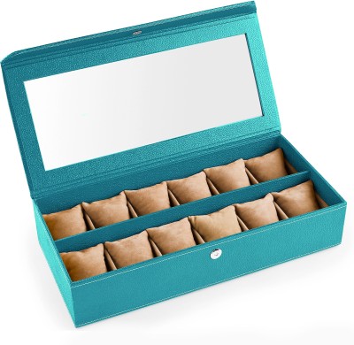 Eco-Leatherette Deco Watch Box(Sea Green, Holds 12 Watches)   Watches  (Eco-Leatherette)