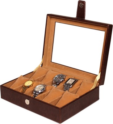 Leather World PU Leather Watch Box(Brown, Holds 10 Watches)   Watches  (Leather World)