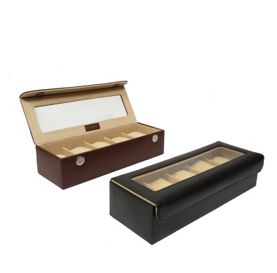 Essart Combo10004-Black::Brown Watch Box(Brown, Black, Holds 5 Watches)   Watches  (Essart)