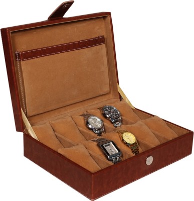 Leather World PU Leather Watch Box(Tan, Holds 10 Watches)   Watches  (Leather World)