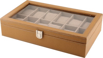 A&E Coffee Transparent 12 Tie & Watch Box(Coffee, Holds 12 Watches)   Watches  (A&E)