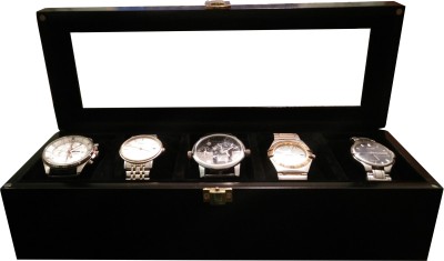 SLK Wooden Watch Box(Black, Holds 5 Watches)   Watches  (SLK)
