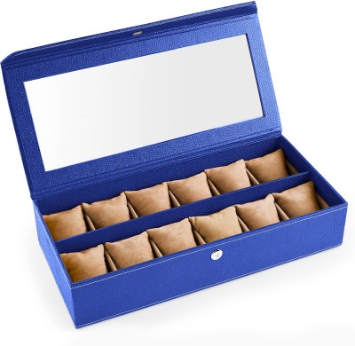Eco-Leatherette Handcrafted Watch Box(Royal blue, Holds 12 Watches)   Watches  (Eco-Leatherette)
