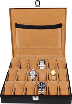 Leather World classic Watch Box(Black, White, Holds 18 Watches)   Watches  (Leather World)