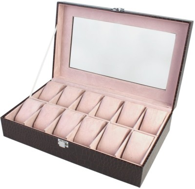 BlushBees 12 Slots Leather Watch Box(Dark Chocolate Brown, Holds 12 Watches)   Watches  (BlushBees)