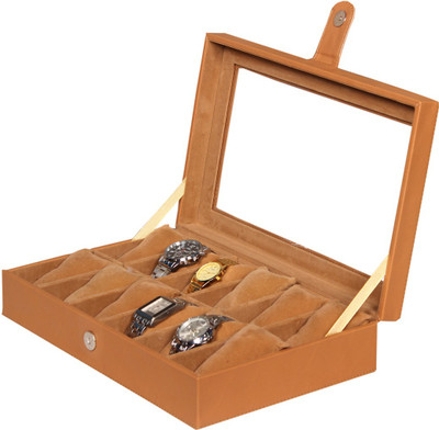 

Leather World PU Leather Watch Box(Tan, Holds 12 Watches)