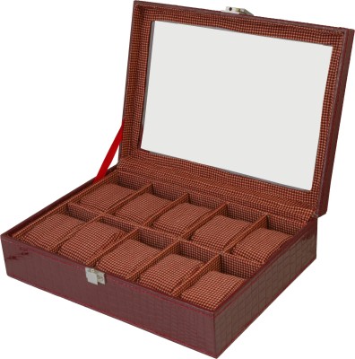 a&e Tie & 10 Watch Box(Wine Red, Holds 10 Watches)   Watches  (A&E)
