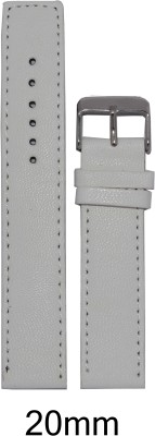 Kolet Plain Dotted 20W 20 mm Leather Watch Strap(White)   Watches  (Kolet)