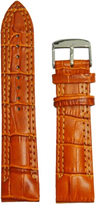 Kolet Croco Half padded Double Stitched 22 mm Leather Watch Strap(Tan)   Watches  (Kolet)