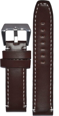 Kolet Plain White Stitched 22BR 22 mm Leather Watch Strap(Brown)   Watches  (Kolet)