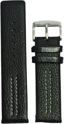 Kolet Parallel Dotted 24B 24 mm Leather Watch Strap(Black)   Watches  (Kolet)