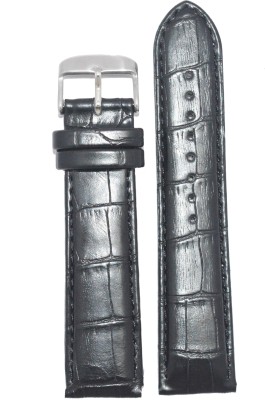 Kolet Croco Padded 24B 24 mm Leather Watch Strap(Black)   Watches  (Kolet)