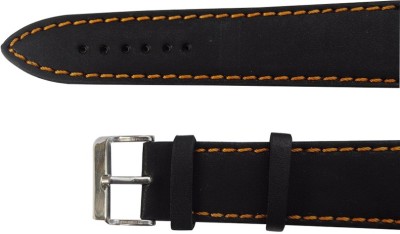 Hills n Miles Black Leather Straps 24 mm Leather Watch Strap(Black)   Watches  (Hills N Miles)