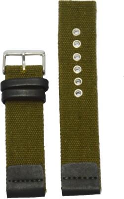 Kolet Denim 22 mm Leather Watch Strap(Green, Black)   Watches  (Kolet)