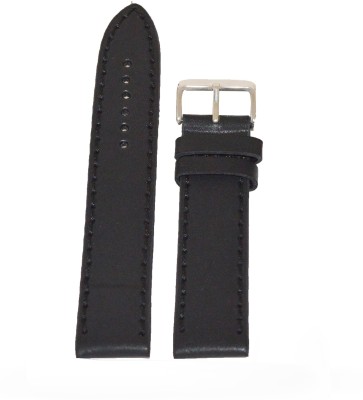 Kolet Plain Matte Finish 24 mm Leather Watch Strap(Black)   Watches  (Kolet)