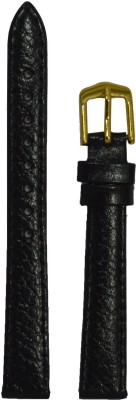 Kolet Ladies Dotted 10B 10 mm Leather Watch Strap(Black)   Watches  (Kolet)