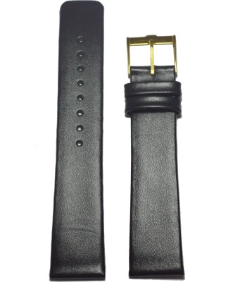 Kolet Slim P20B 20 mm Leather Watch Strap(Black)   Watches  (Kolet)