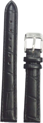 Kolet Croco Padded 14 mm Leather Watch Strap(Black)   Watches  (Kolet)