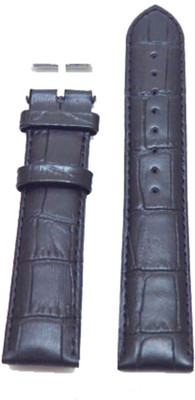 Kolet Padded Croco 24 mm Leather Watch Strap(Black)   Watches  (Kolet)