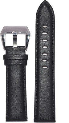 Kolet Plain Padded 24B 24 mm Leather Watch Strap(Black)   Watches  (Kolet)