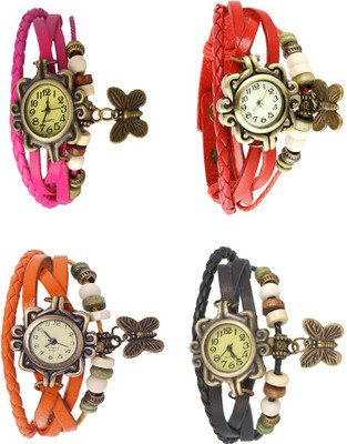 

Kissu Vintage Rakhi Combo of 4 Pink, Orange, Red And Black Watch - For Women