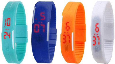 

Kissu Led Magnet Band Combo of 4 Sky Blue, Blue, Orange And White Watch - For Men & Women