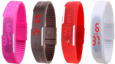 

Kissu Led Magnet Band Combo of 4 Pink, Brown, Red And White Watch - For Men & Women