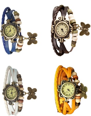 NS18 Vintage Butterfly Rakhi Combo of 4 Blue, White, Brown And Yellow Analog Watch  - For Women   Watches  (NS18)