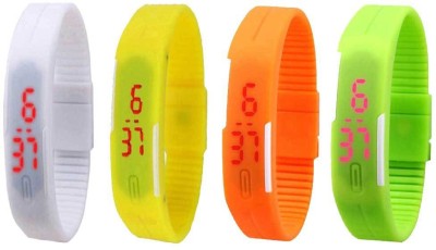 NS18 Silicone Led Magnet Band Combo of 4 White, Yellow, Orange And Green Digital Watch  - For Boys & Girls   Watches  (NS18)