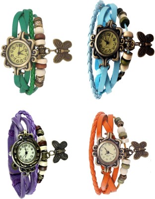 NS18 Vintage Butterfly Rakhi Combo of 4 Green, Purple, Sky Blue And Orange Analog Watch  - For Women   Watches  (NS18)
