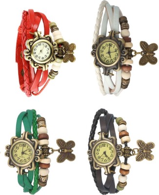 NS18 Vintage Butterfly Rakhi Combo of 4 Red, Green, White And Black Analog Watch  - For Women   Watches  (NS18)