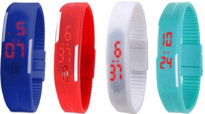 NS18 Silicone Led Magnet Band Watch Combo of 4 Blue, Red, White And Sky Blue Digital Watch  - For Couple   Watches  (NS18)