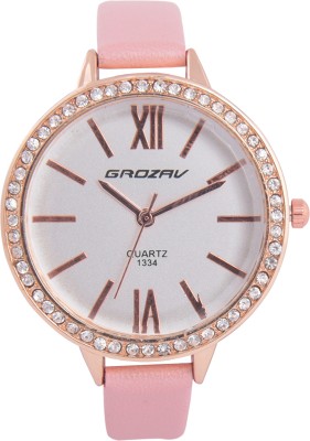 GROZAV White Dial Leather Strap Watch  - For Women   Watches  (GROZAV)