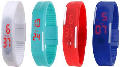 

Kissu Led Magnet Band Combo of 4 White, Sky Blue, Red And Blue Watch - For Men & Women