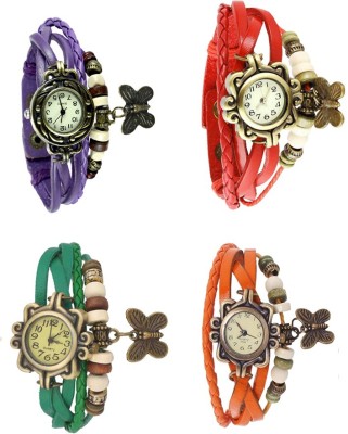 NS18 Vintage Butterfly Rakhi Combo of 4 Purple, Green, Red And Orange Analog Watch  - For Women   Watches  (NS18)