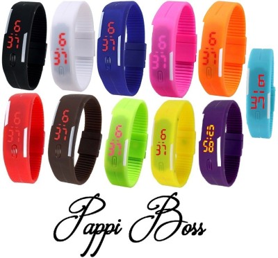 Pappi Boss Combo Offer Set of 11 Unisex Silicone Led Bracelet Band Digital Watch  - For Men & Women   Watches  (Pappi Boss)