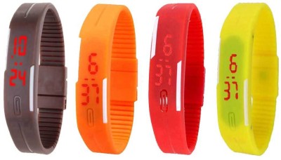 NS18 Silicone Led Magnet Band Combo of 4 Brown, Orange, Red And Yellow Digital Watch  - For Boys & Girls   Watches  (NS18)