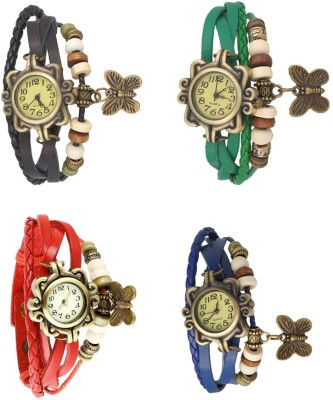 NS18 Vintage Butterfly Rakhi Combo of 4 Black, Red, Green And Blue Analog Watch  - For Women   Watches  (NS18)